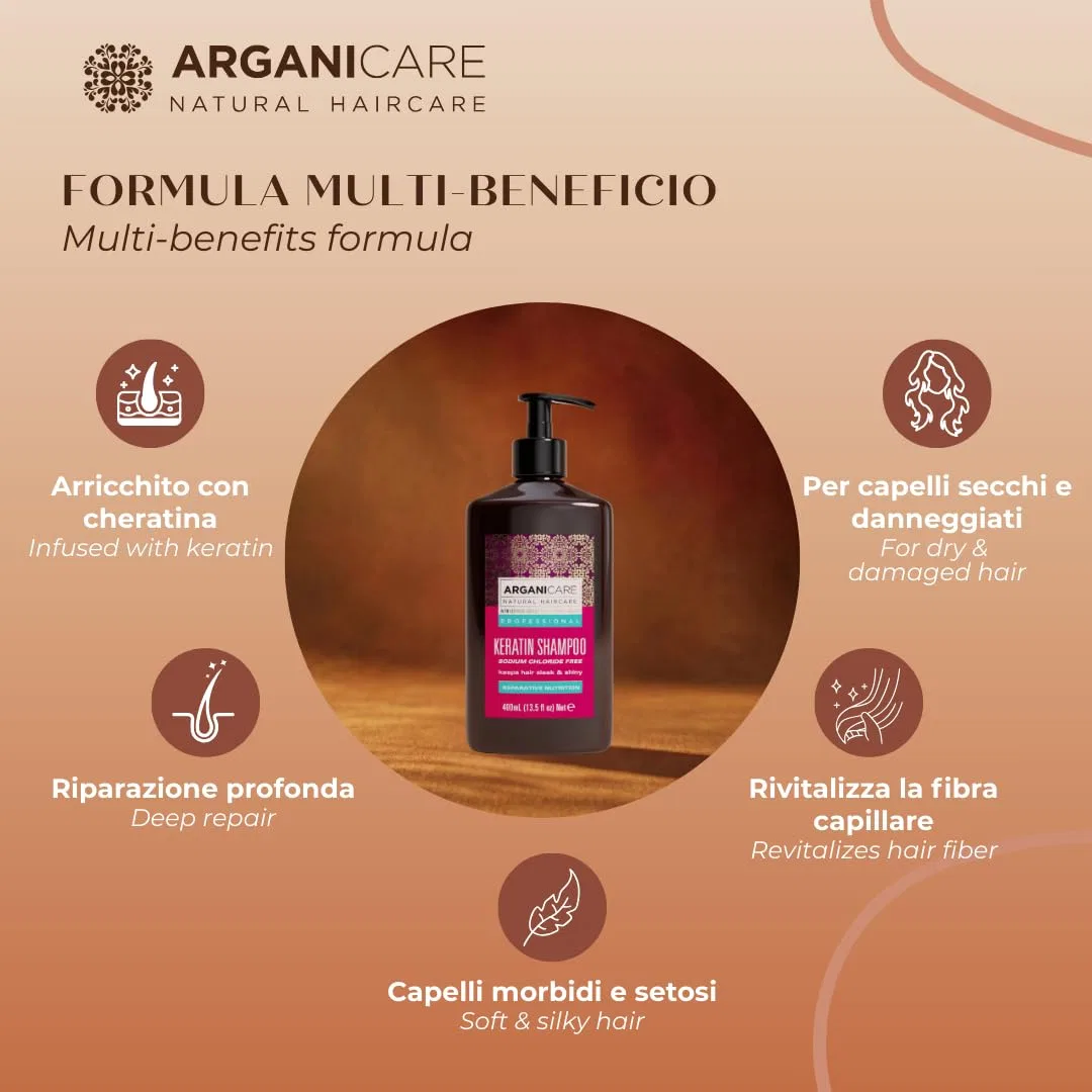 Шампунь для волос с кератином Arganicare 400 мл Arganicare — фото 4