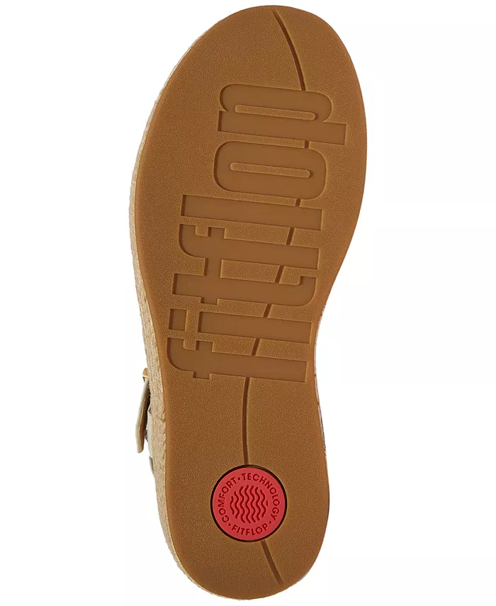 Женские эспадрильи на платформе с кожаным клином FitFlop, коричневый/бежевый — фото 4