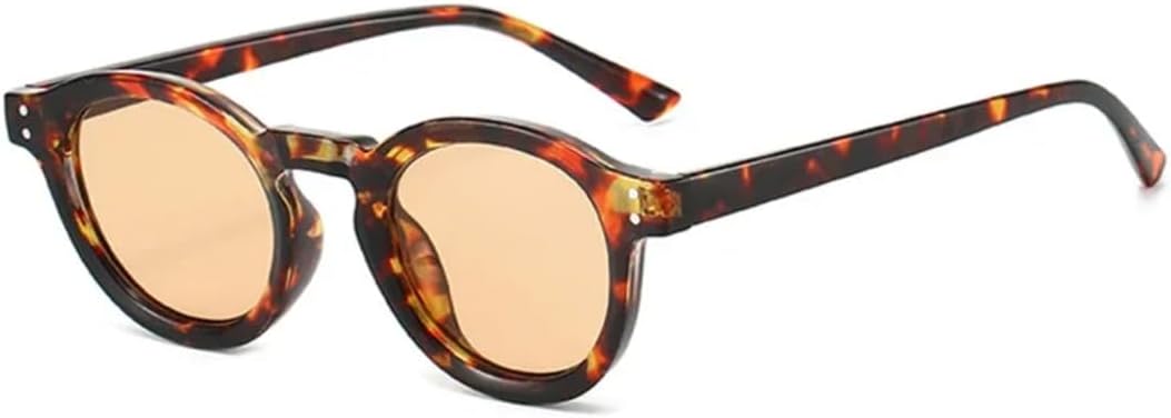 

Солнцезащитные очки с защитой UV400 | Маленькие круглые панк-очки с заклепками, серо-розовые | для женщин и мужчин, для занятий спортом на открытом воздухе и вождения DSVIGF, Leopard Champagne