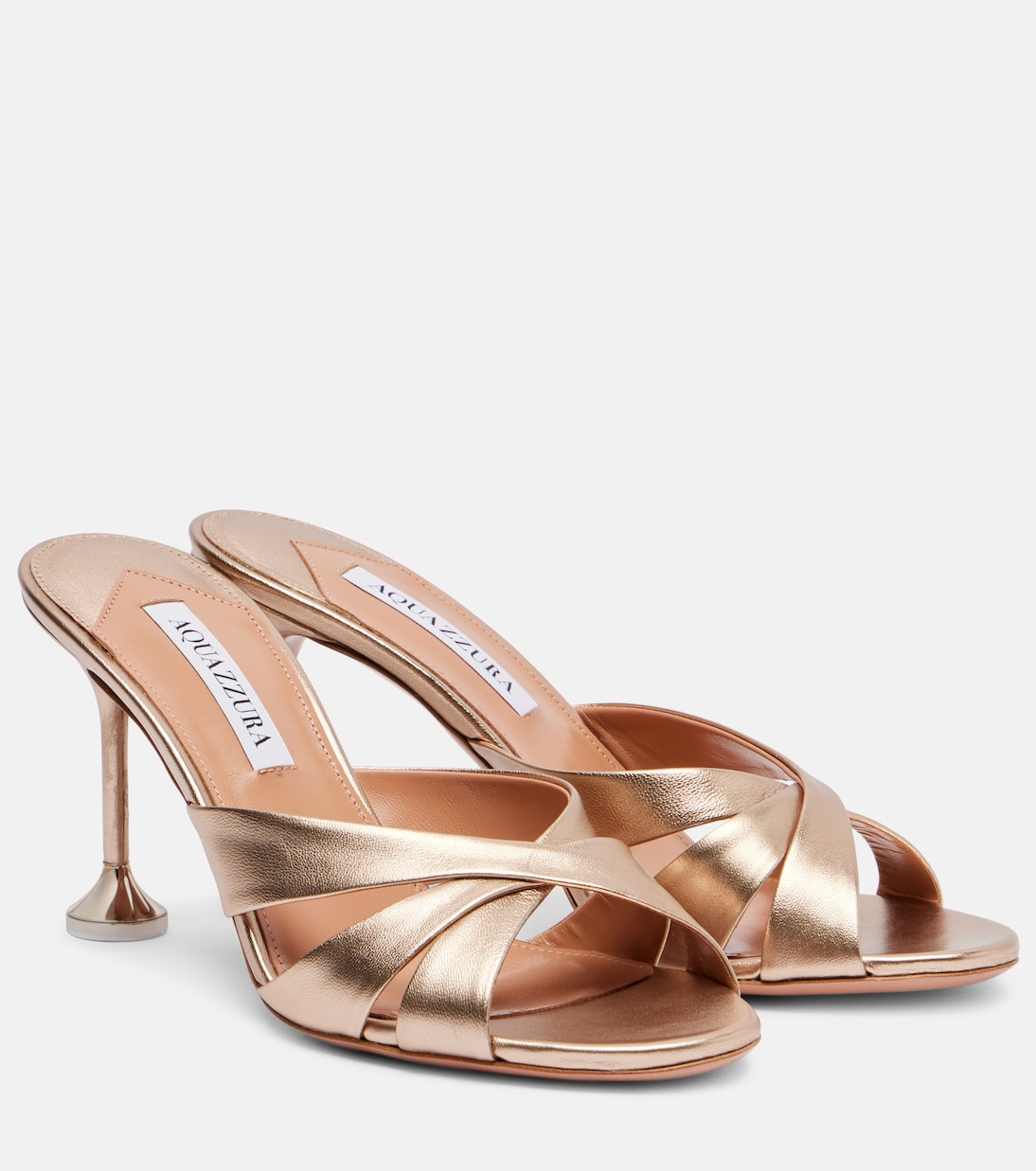 Мюли из металлизированной кожи Kiss Me Quick Aquazzura, Light Copper