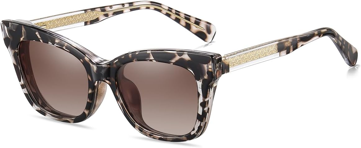 

Поляризованные солнцезащитные очки Tr90 с магнитным креплением «кошачий глаз», защита от УФ-излучения UV400, ацетатные дужки, защита от синего света, квадратная форма weiyuchen, Leopard With Brown