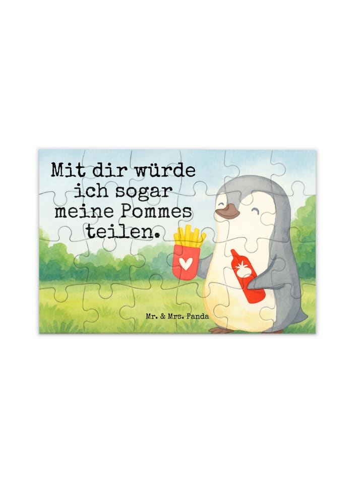 

Mr. & Mrs. Panda Дизайн в виде пингвина-головоломки с картофелем фри и надписью белого цвета