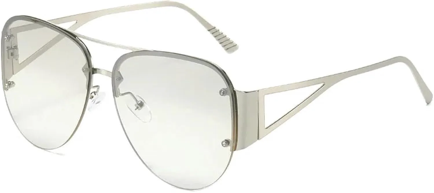 

Винтажные женские солнцезащитные очки без оправы в стиле панк, конфетные солнцезащитные очки, женские солнцезащитные очки с градиентом UV400 TKKTLLT, Silver Silver