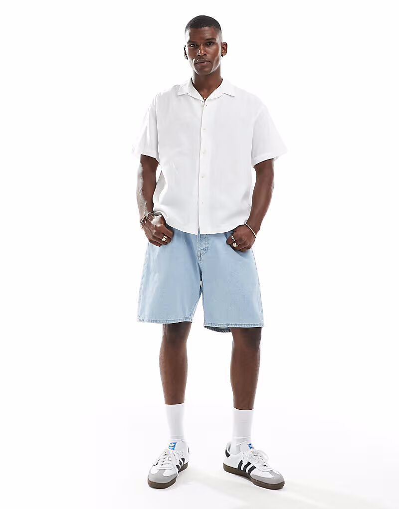 

Рубашка из льна Jack & Jones Revere с воротником белого цвета