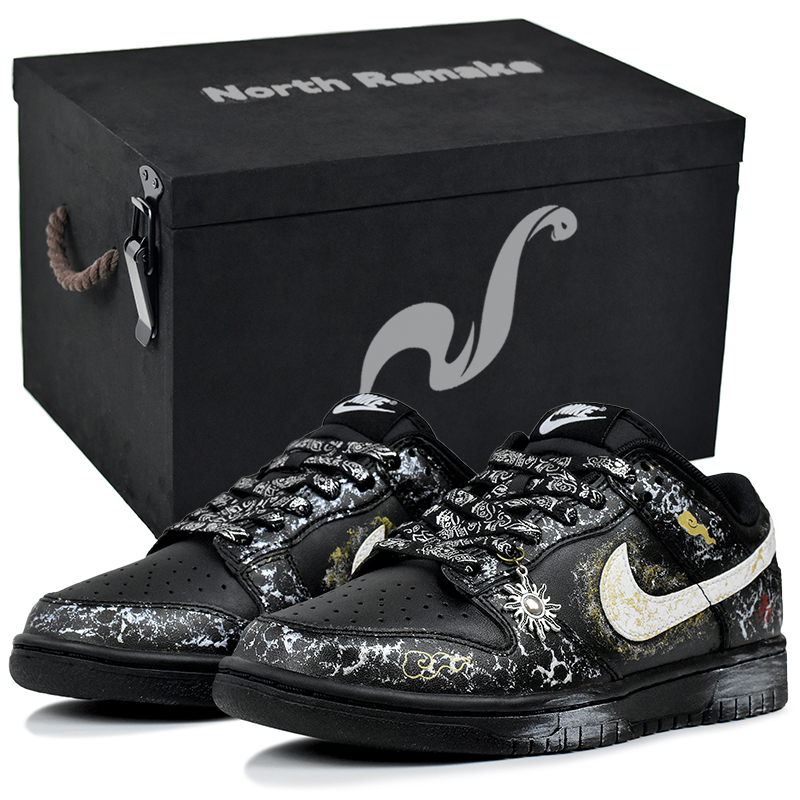 

Мужские износостойкие низкие скейтбордные кроссовки Dunk Nike, черный-gift box 4