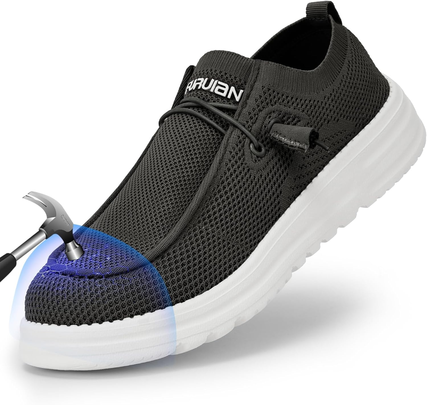 

Мужские низкие ботинки с стальным носком Furuian, легкие кроссовки с защитным носком, удобные лоферы из ткани, обувь для мужчин, темно-серый