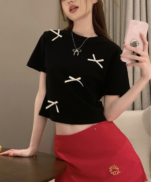 

Футболка с лентой MAISON DE THERESE, черный