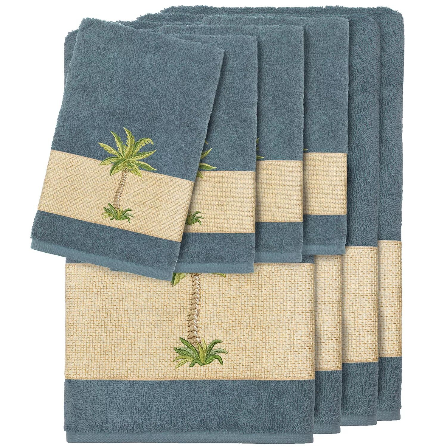 

Linum Home Textiles Набор полотенец Colton с украшением из 8 предметов, голубой