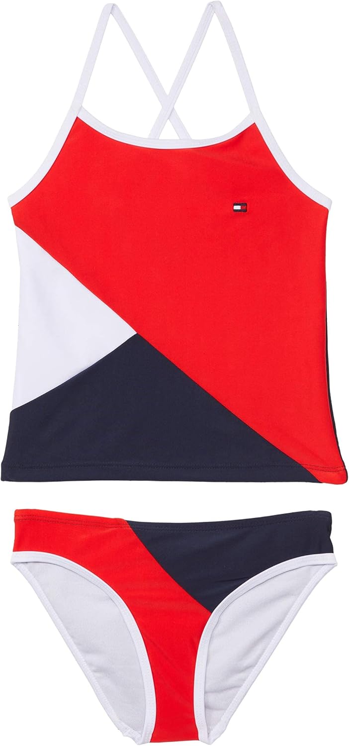 

Раздельный купальник-бикини Tommy Hilfiger для девочек с защитой от солнца UPF 50+, быстросохнущий, Navy Blazer 13G