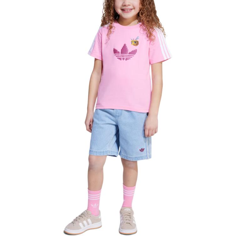 Adidas Originals Футболка и шорты MINECRAFT Casual Sportswear Blessing Pink/Clear Blue для детей 3-7 лет — фото 3