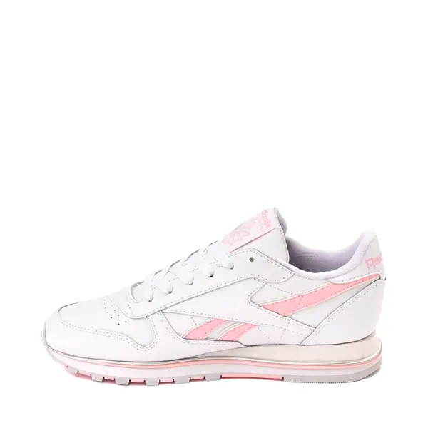 

Кроссовки Womens Reebok Classic Leather Clip Athletic Shoe, белый/розовый/серебристый