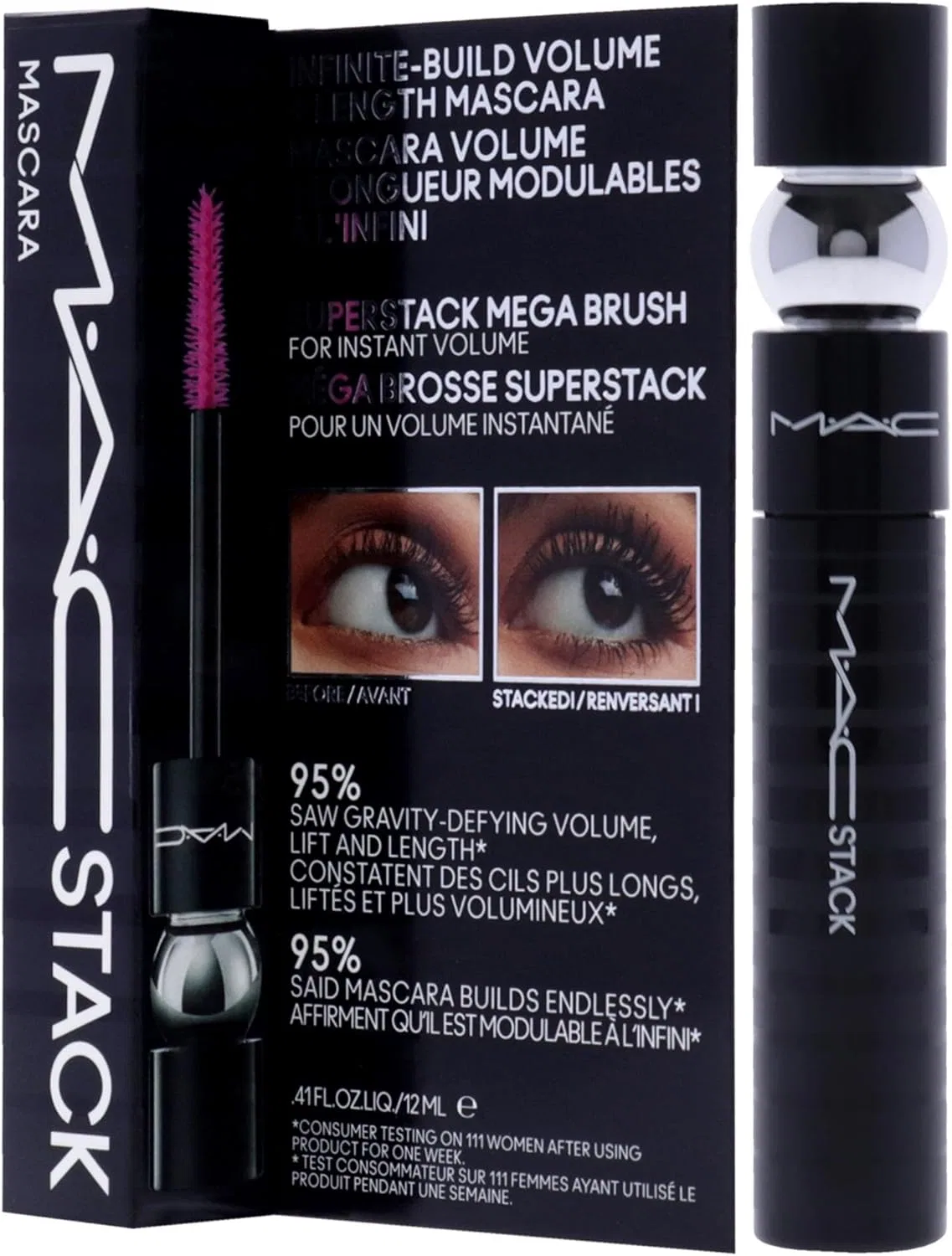 Тушь для ресниц MAC Stack Mascara Superstack Macro Brush, черная, 12 мл — фото 4