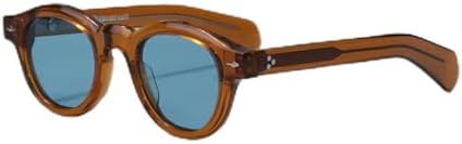 

Классические круглые солнцезащитные очки из ацетата 2027 года для мужчин, модные очки с защитой от УФ-излучения UV400 для женщин. Солнцезащитные очки MTZJH, Brown-blue