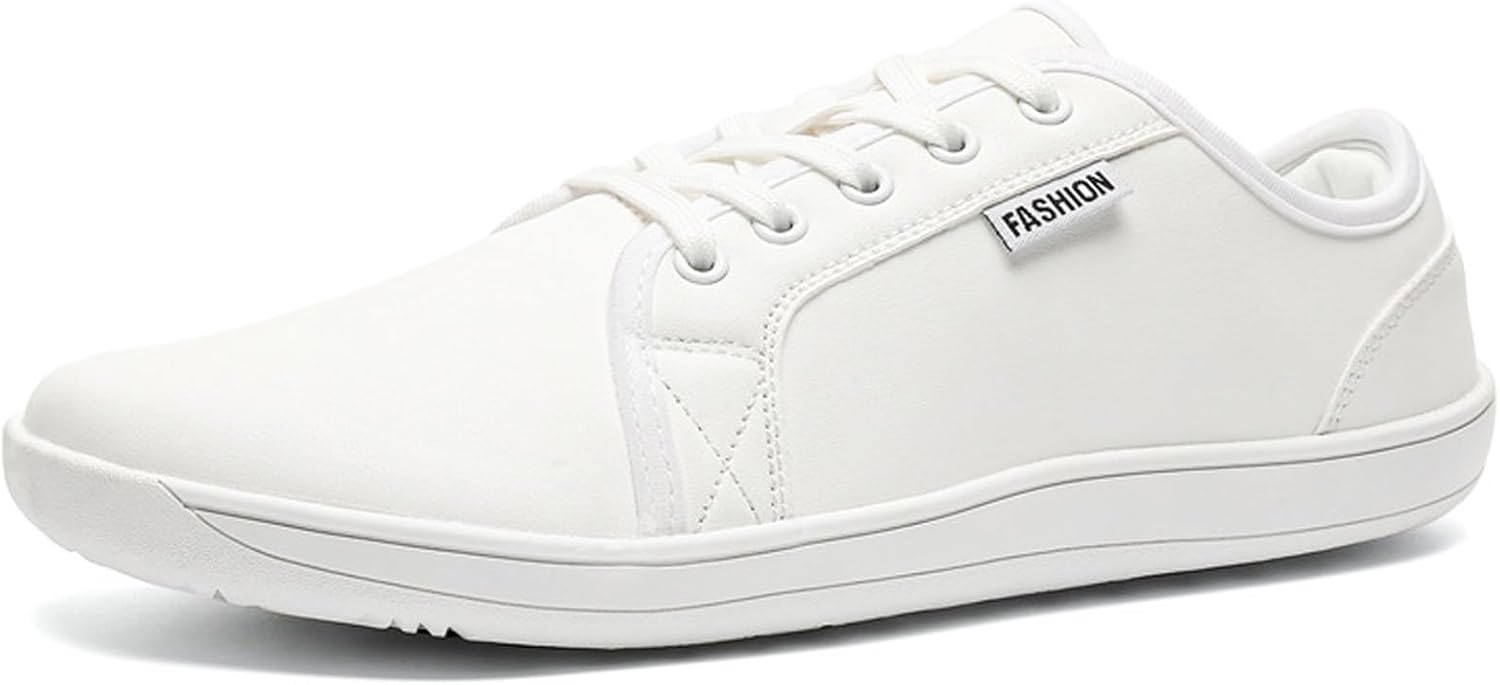 

Унисекс кожаные модные кеды с широким носком, для ходьбы, удобные, дышащие, не скользящие, на шнуровке, минималистичные, с нулевым перепадом, повседневные кроссовки для прогулок, вождения и работы Wyuetra, белый