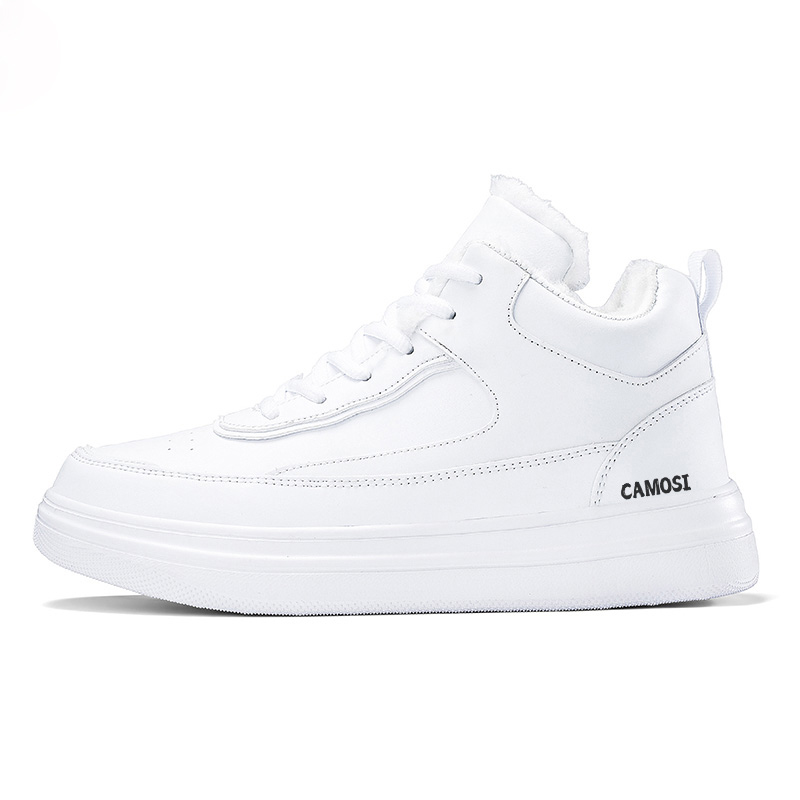 

CAMOSI Теплые нескользящие скейтерские кроссовки Mid-Top с утеплением для мужчин - белые на флисовой подкладке, цвет White Fleece-Lined