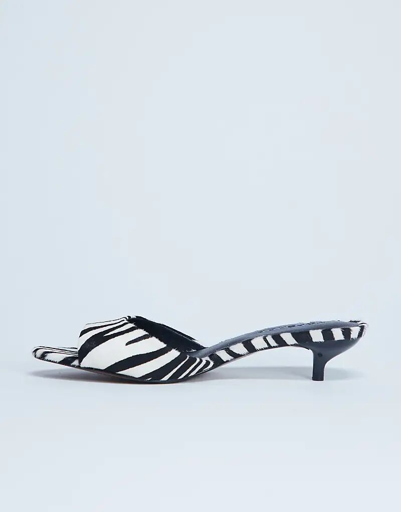 Туфли-мюли Topshop Alba из натуральной кожи с открытым носком и каблуком-рюмочкой цвета зебры и пони — фото 3