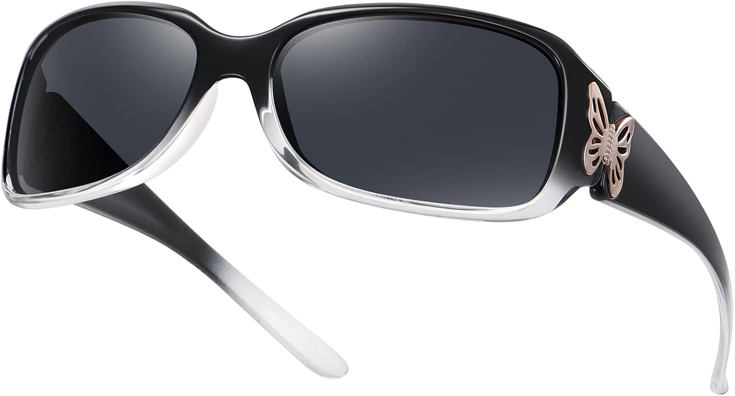 

Женские поляризованные солнцезащитные очки HAOLOTA - модный дизайн в форме бабочки с обтекаемой формой и защитой от УФ-излучения UV400, A04 Gradient Black Frame/Grey Lens