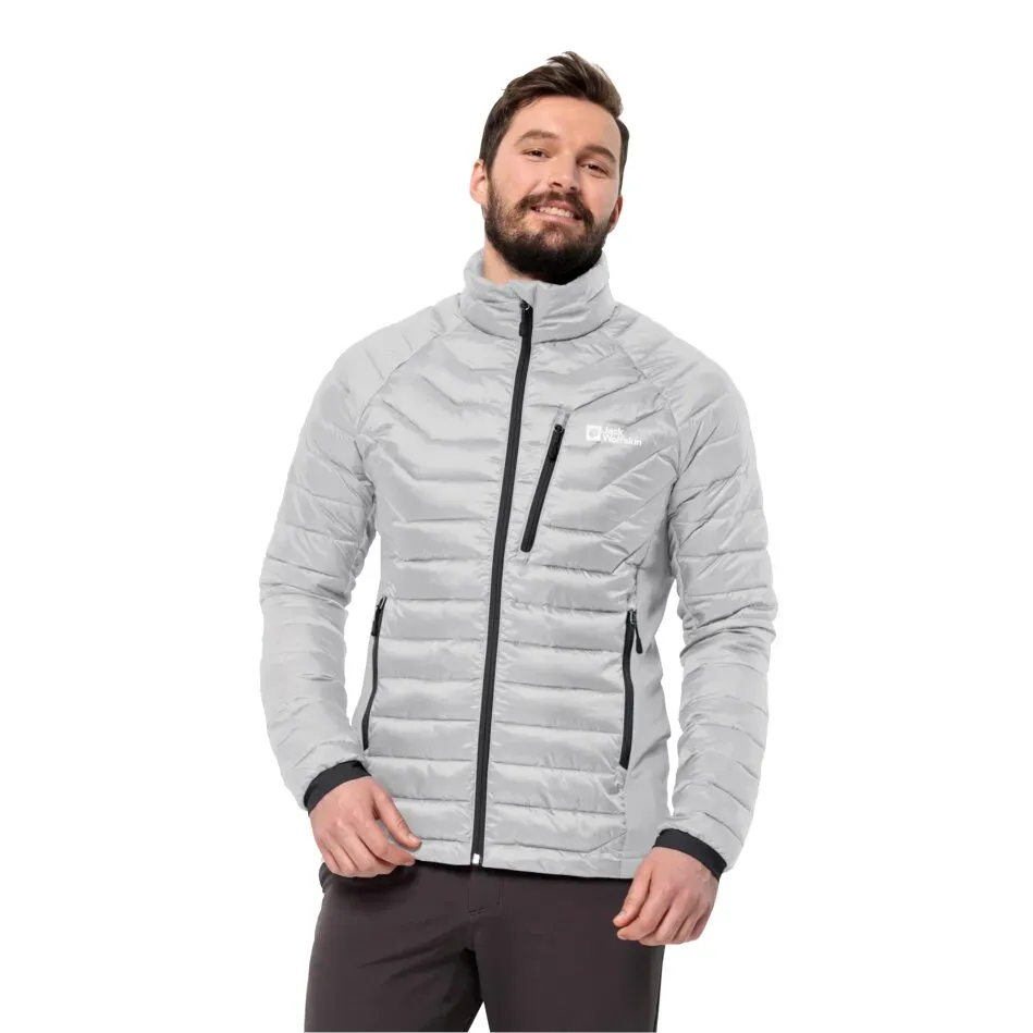 

Стеганая куртка Jack Wolfskin "ROUTEBURN PRO INS JKT M", без капюшона, ветронепроницаемая, с высокой водоотталкивающей способностью, дышащая, серый