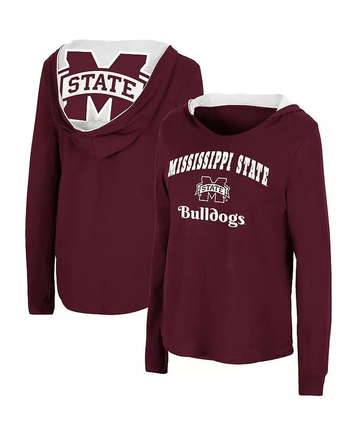 

Женская темно-бордовая футболка с длинным рукавом и худи Mississippi State Bulldogs Catalina Colosseum