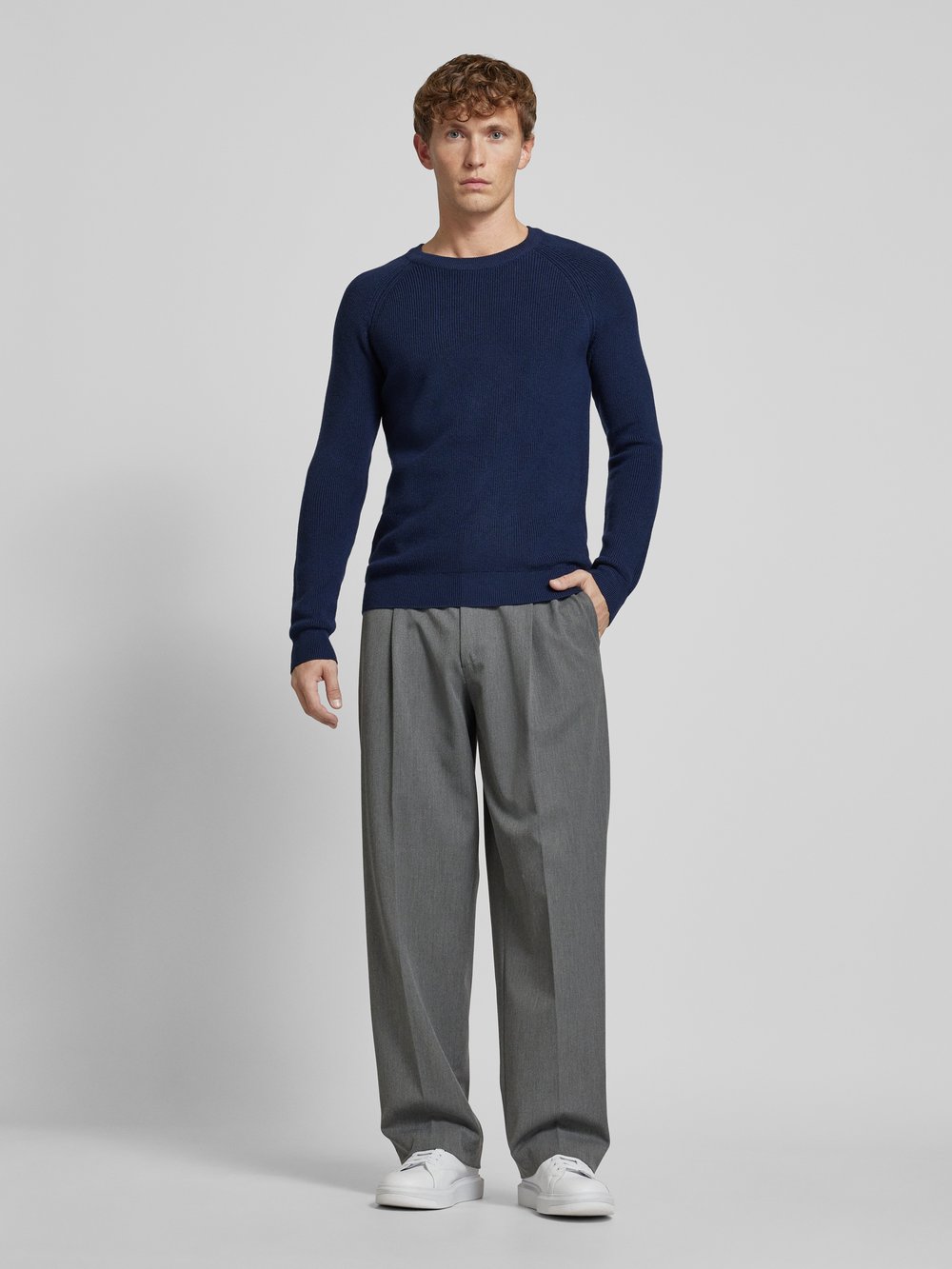 

Вязаный свитер с рукавами реглан Knowledge Cotton Apparel, темно-синий