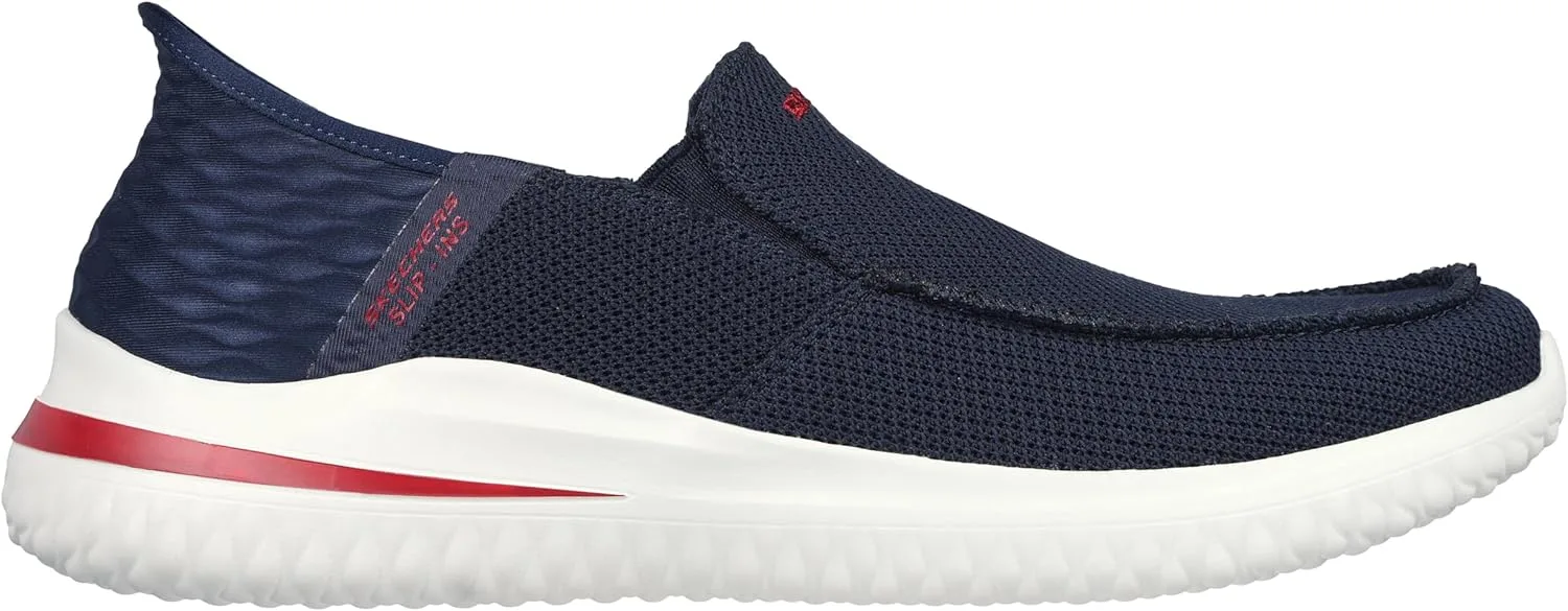 Мужские кроссовки Skechers Delson 3.0 Mooney с закругленным носком и шнурком на ремешке, темно-синий — фото 3