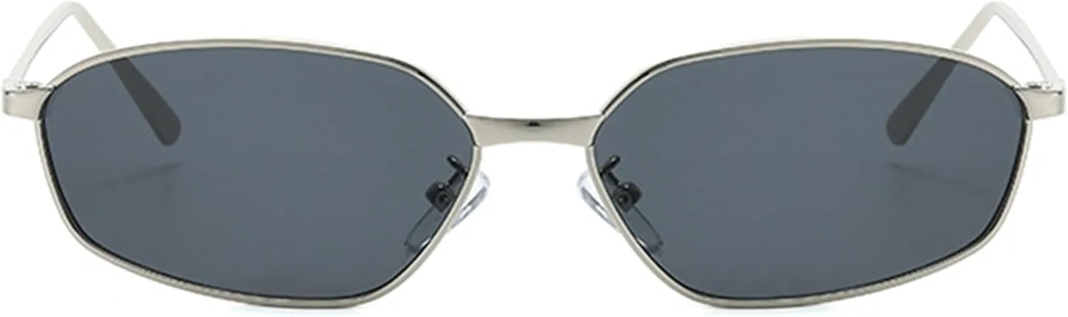 

Солнцезащитные очки bullabulling маленькие овальные для женщин и мужчин, в стиле ретро 90-х, металлические, с защитой от УФ-излучения UV400, Silvery Gray