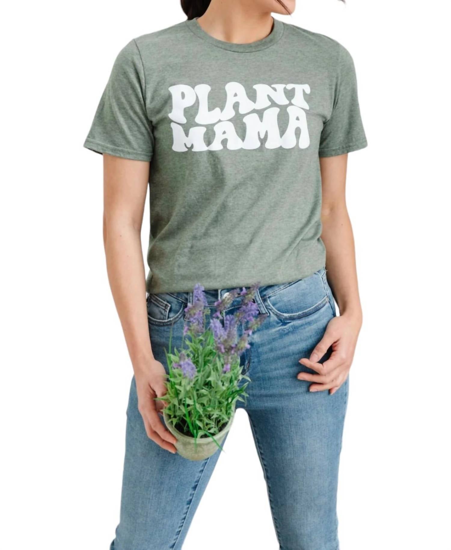 

Футболка с принтом Plant Mama зеленого цвета 123 Amore