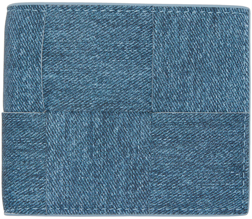 

Синий складной бумажник с кассетой Bottega Veneta, Blue melange/Ice