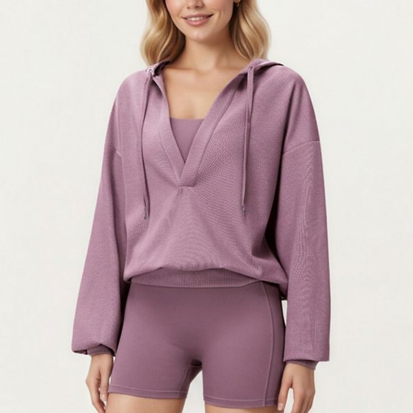 

Женский худи с длинным рукавом и глубоким V-вырезом в расслабленном крое Anna-Kaci, Mauve Pink, Розовый, Женский худи с длинным рукавом и глубоким V-вырезом в расслабленном крое Anna-Kaci, Mauve Pink