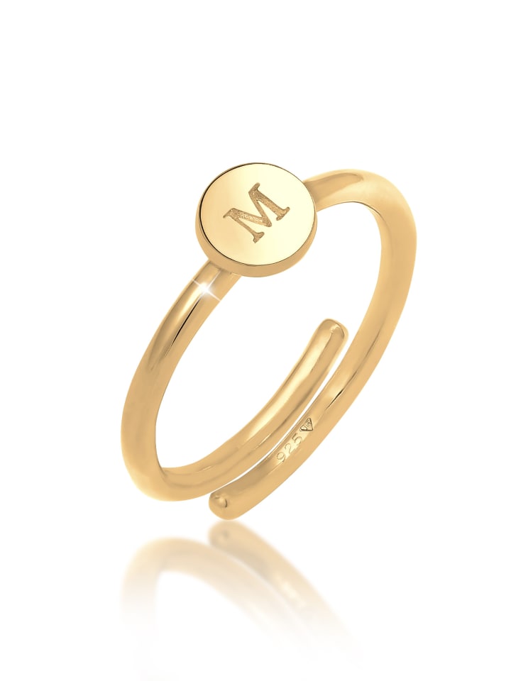 

Elli Кольцо из серебра 925 пробы, буква М, с золотым покрытием