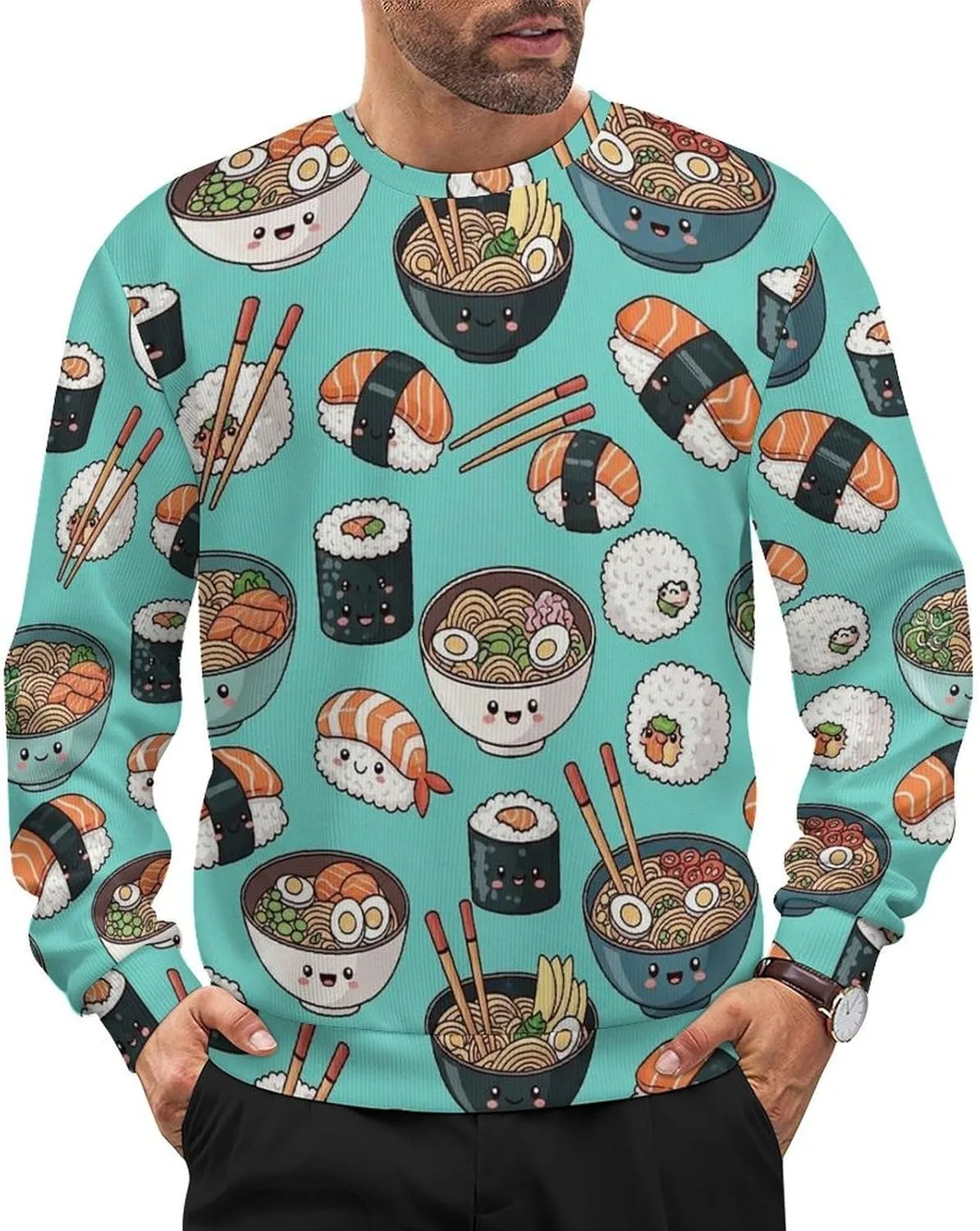 

Мужской свитер с круглым вырезом и длинными рукавами LITPUZC