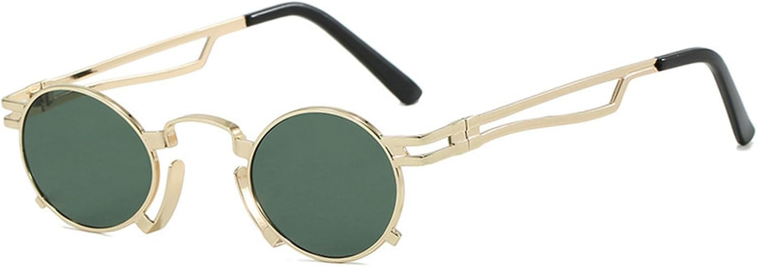 

Круглые солнцезащитные очки для женщин и мужчин. Модные дизайнерские металлические солнцезащитные очки с защитой от УФ-излучения UV400. Золотистая металлическая оправа. Женские панк-очки mincl, C2