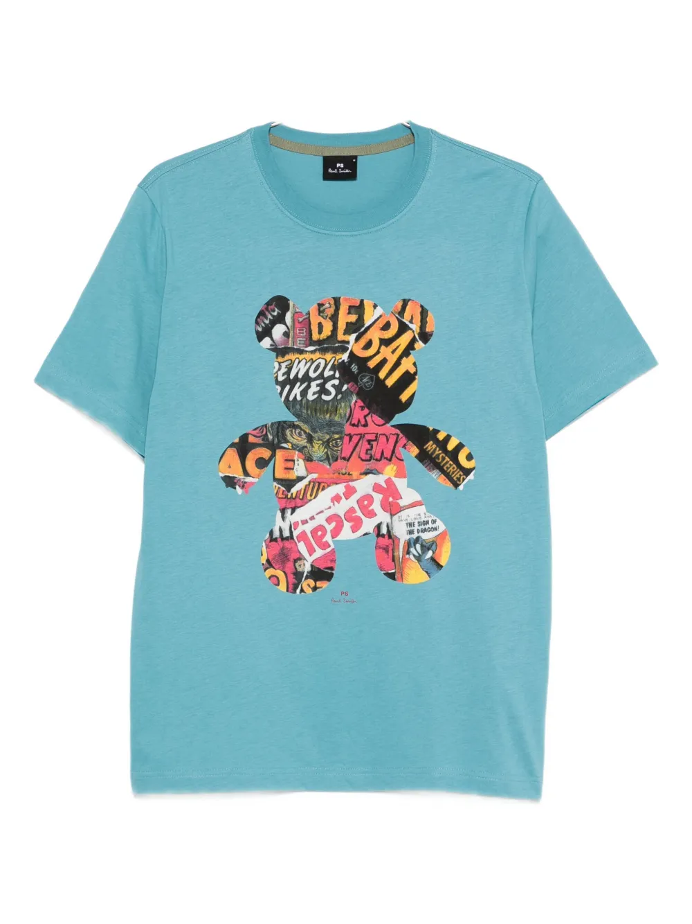 

Футболка из хлопка с медвежьим коллажем PS Paul Smith, синий