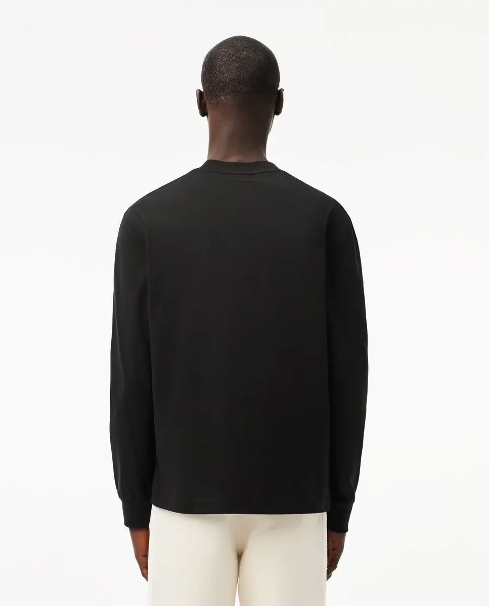Футболка мужская Lacoste с длинным рукавом, хлопок, черный — фото 2