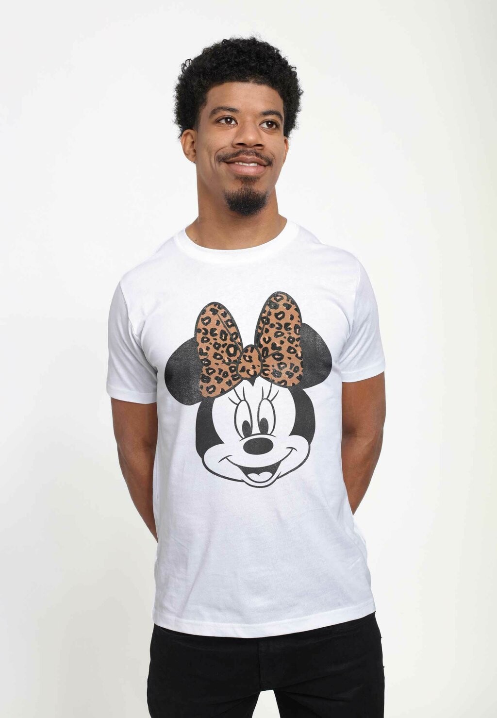 

Футболка с принтом Mickey Classic Modern Minnie Face Leopard Unisex Disney, белая