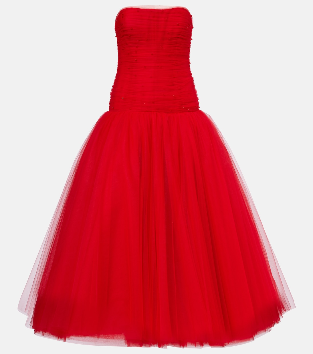 

Платье из тюля без бретелек с декором Carolina Herrera, Herrera Red