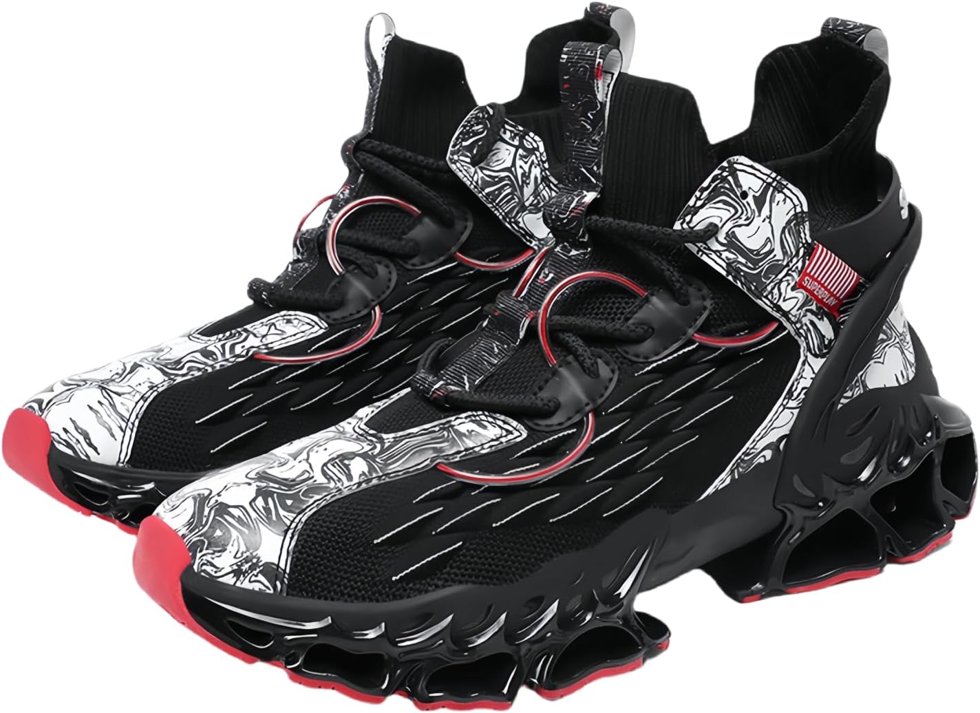 

Высокие кроссовки для мужчин, модные беговые с амортизатором, противоскользящие, для улицы, для тренировок и баскетбола Warktmy, черный