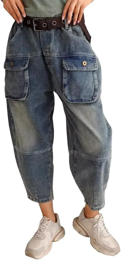 

Женские винтажные багги карго джинсы с высокой талией TACSTRUN