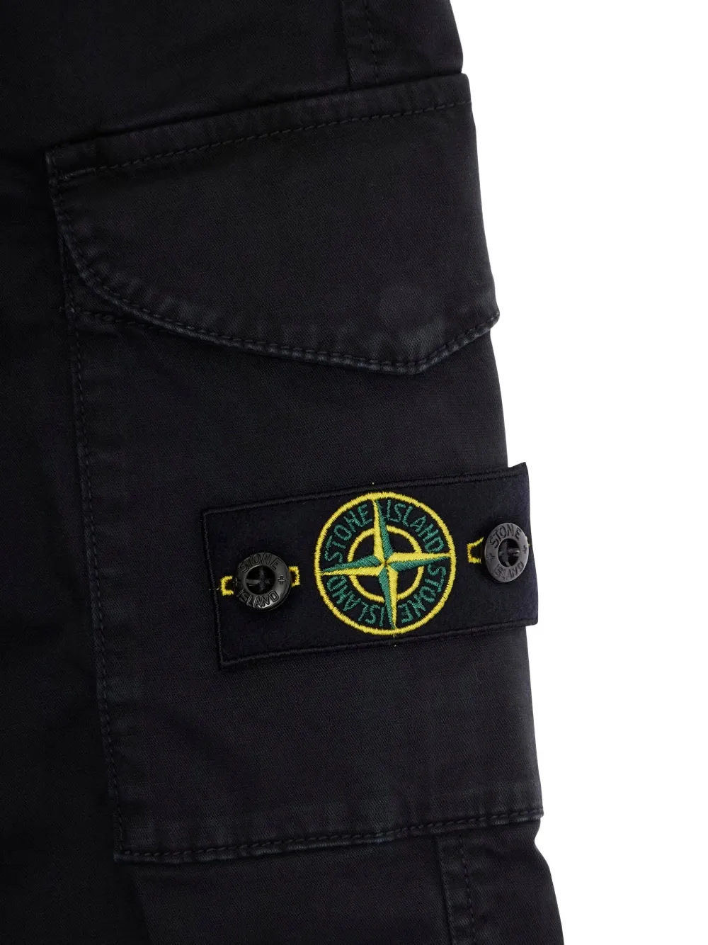 Хлопковые брюки с карманами-карго Stone Island Junior, черный — фото 3