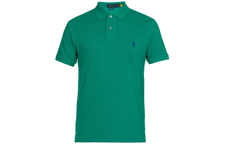 Футболка поло с коротким рукавом и вышитым логотипом Polo Ralph Lauren, зелёная — фото 2