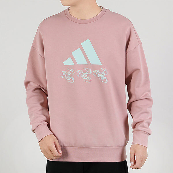 Толстовка adidas Sports Round Neck Long Sleeves Pullover Pink Red, красный — фото 2