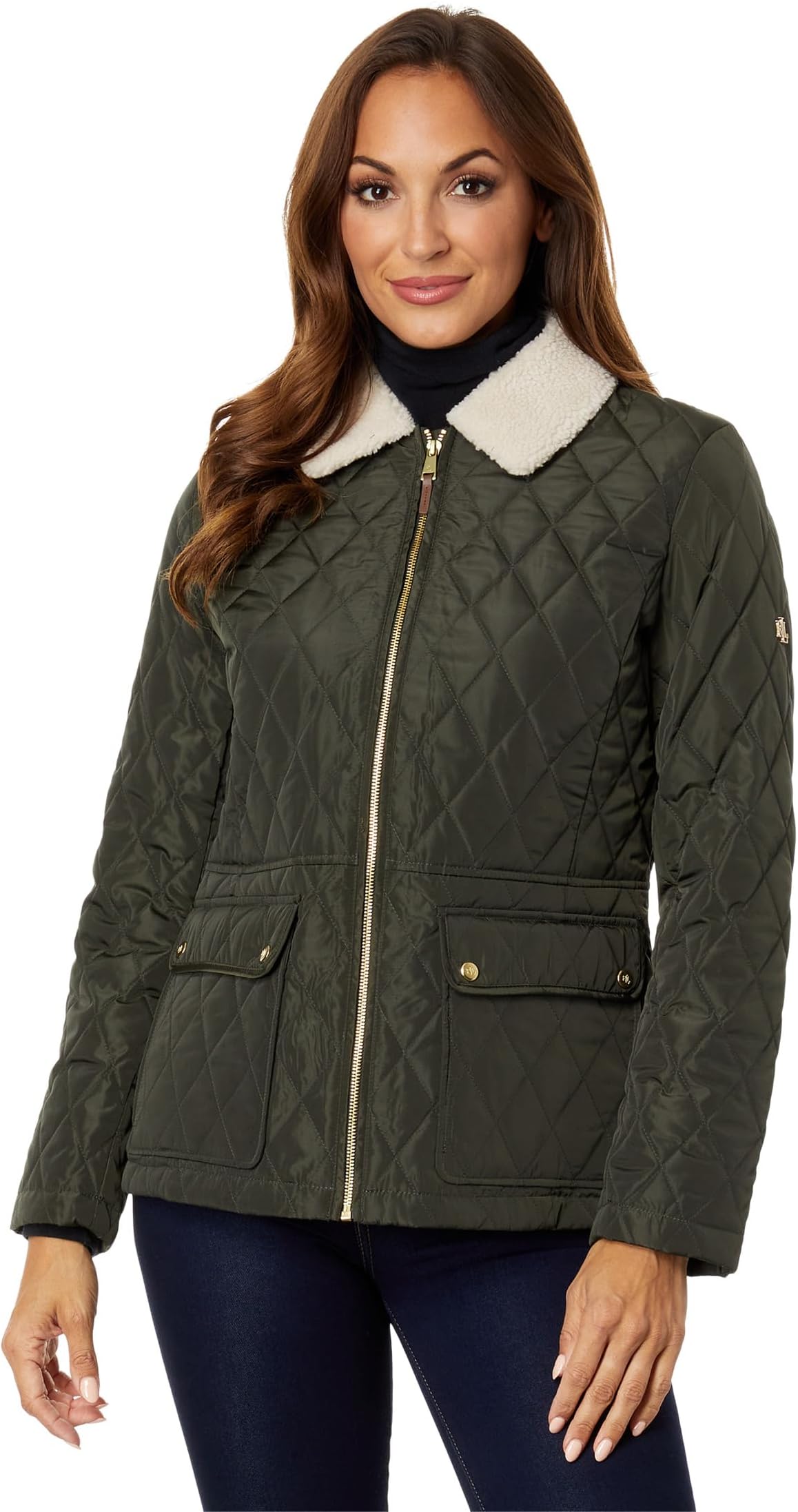 

Куртка LAUREN Ralph Lauren Zip Front Berber Quil, цвет Litchfield Loden