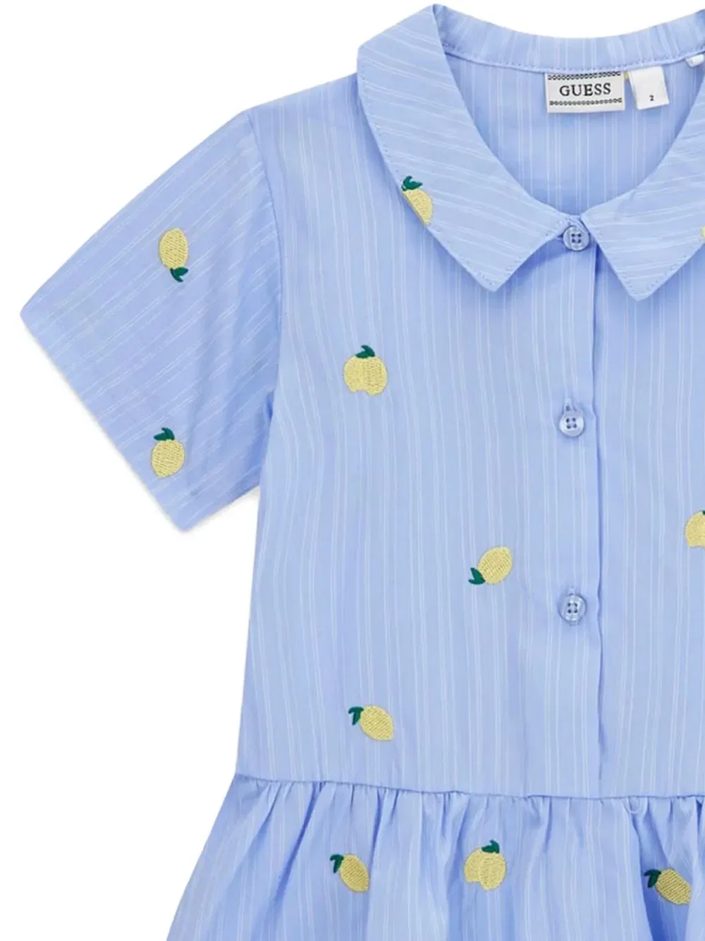 Платье в полоску с вышивкой в виде лимонов Guess Kids, синий — фото 4