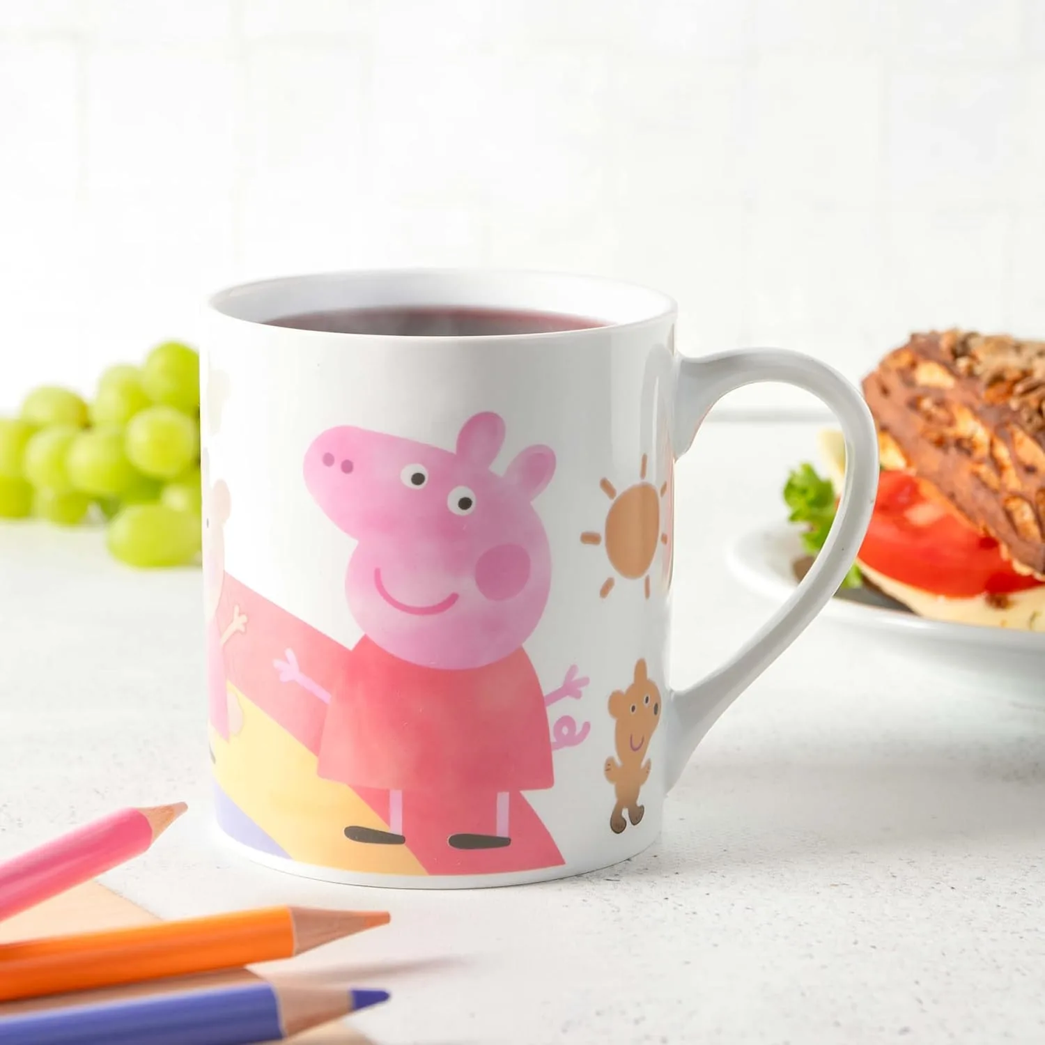 Детская волшебная кружка Peppa Pig — меняет цвет от 40 °C, 230 мл керамическая детская кружка — термокружка с термоэффектом — прочная ручка — кружка для какао для девочек и мальчиков p:os — фото 3