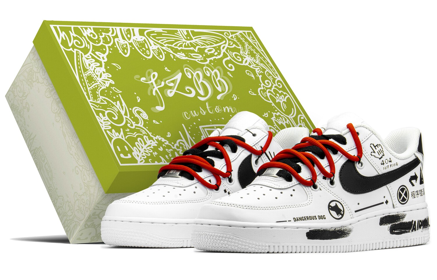 

Кроссовки Nike Air Force 1 Skateboard Shoes Men Low-Top Black White Red