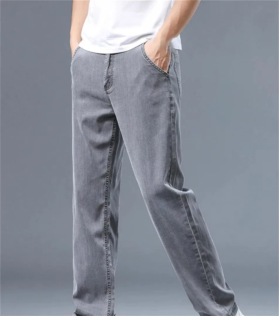 Джинсы свободные прямые, Men's Summer Thin, Smoke Gray — фото 3