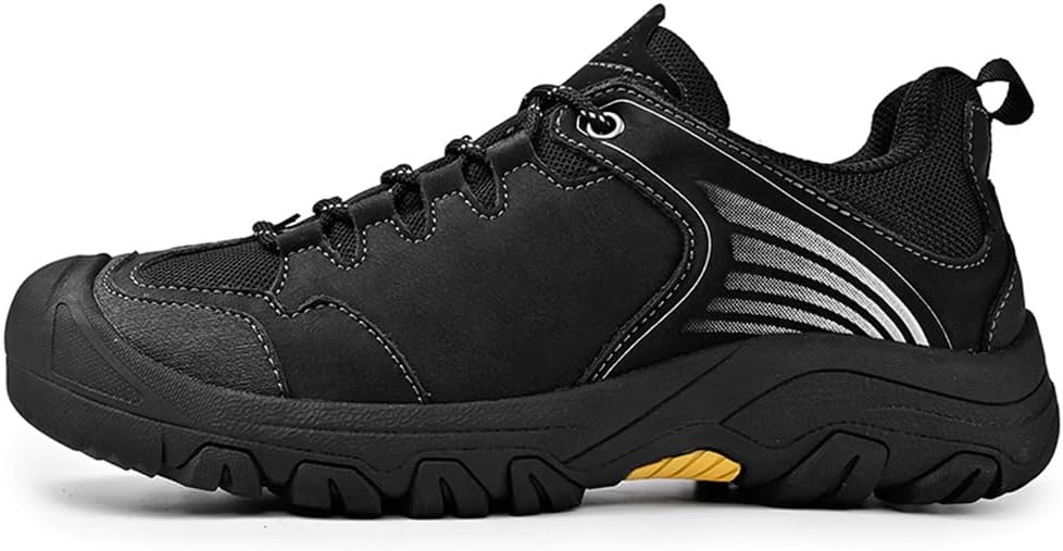 

Мужские легкие походные туфли Asifn, уличная обувь для работы, кожаные дышащие кроссовки, противоскользящие обувь для вождения, черный