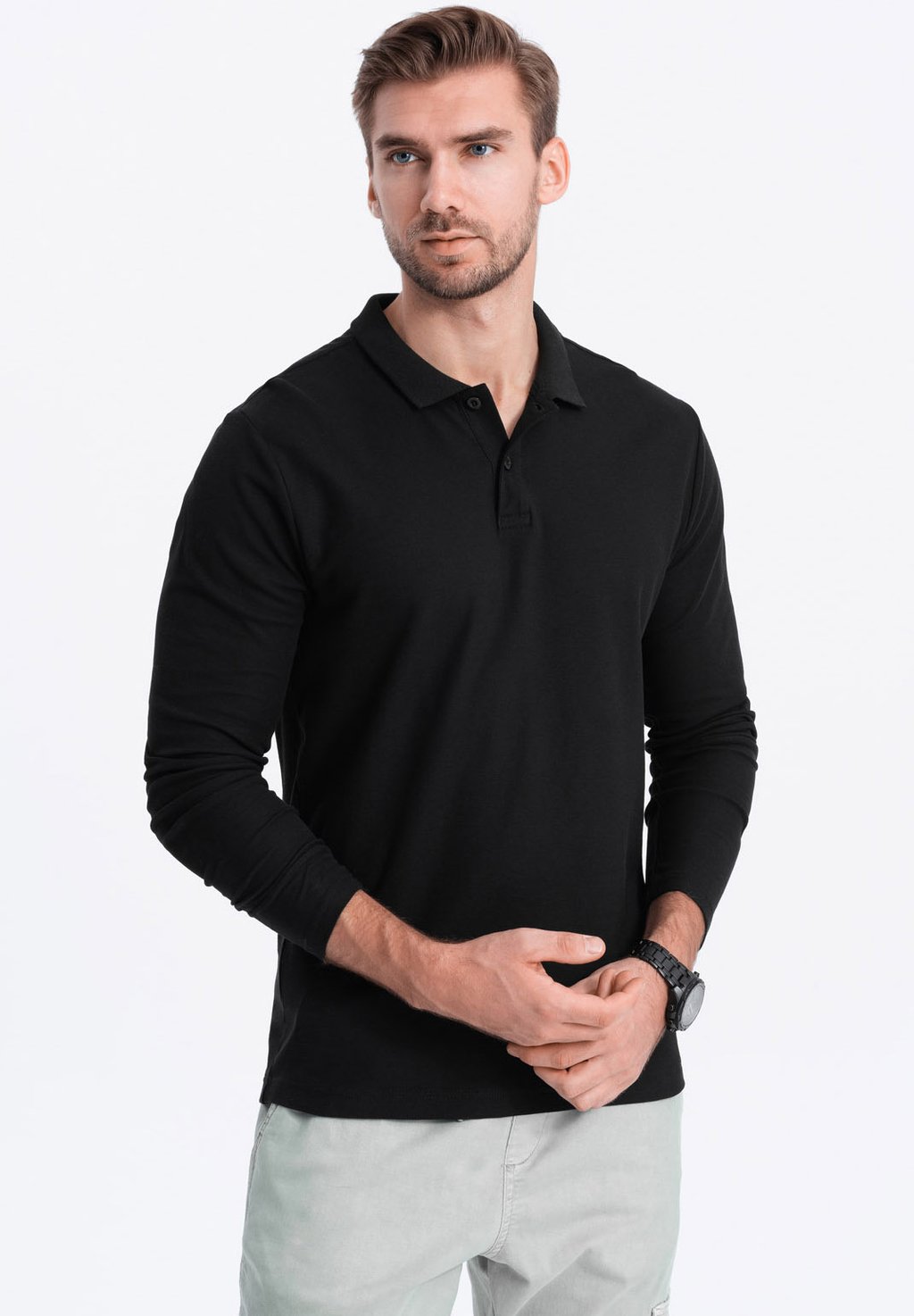 

Рубашка поло WITH POLO COLLAR - Long sleeved top Ombre, черный