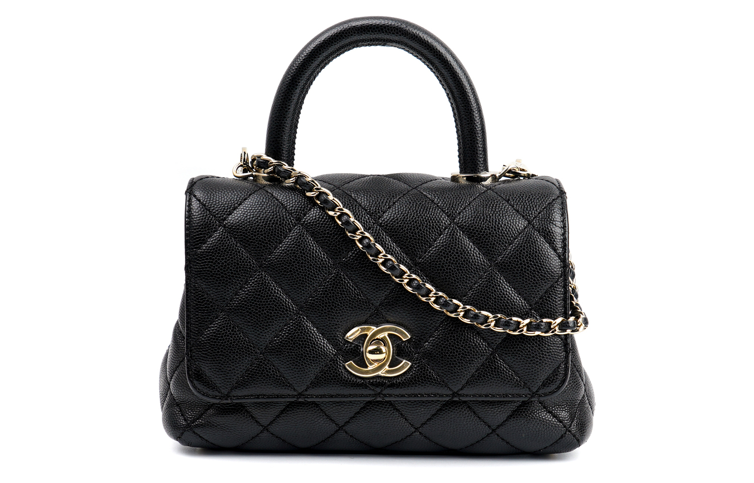 CHANEL Сумка через плечо мини women's black, Coco Handle, Gold Metal, Grain Calfskin — фото 3