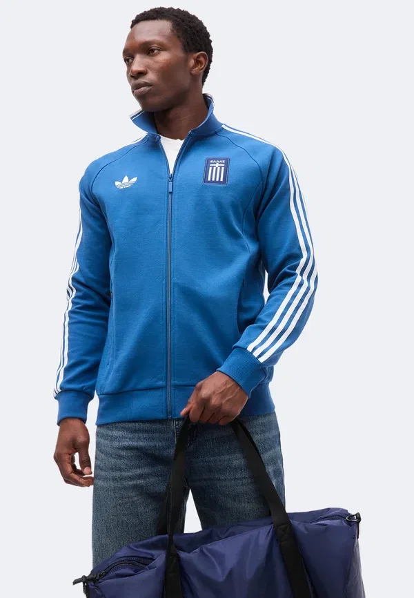 Куртка-олимпийка Adidas Performance Greece away anthem jacket zip up sweatshirt, темно-зеленый — фото 4